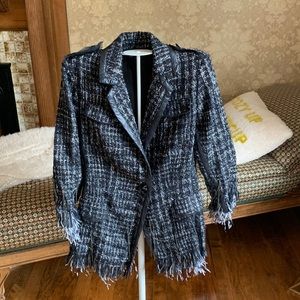 Royal Underground ostrich feather and chains tweed blazer. Retail 500